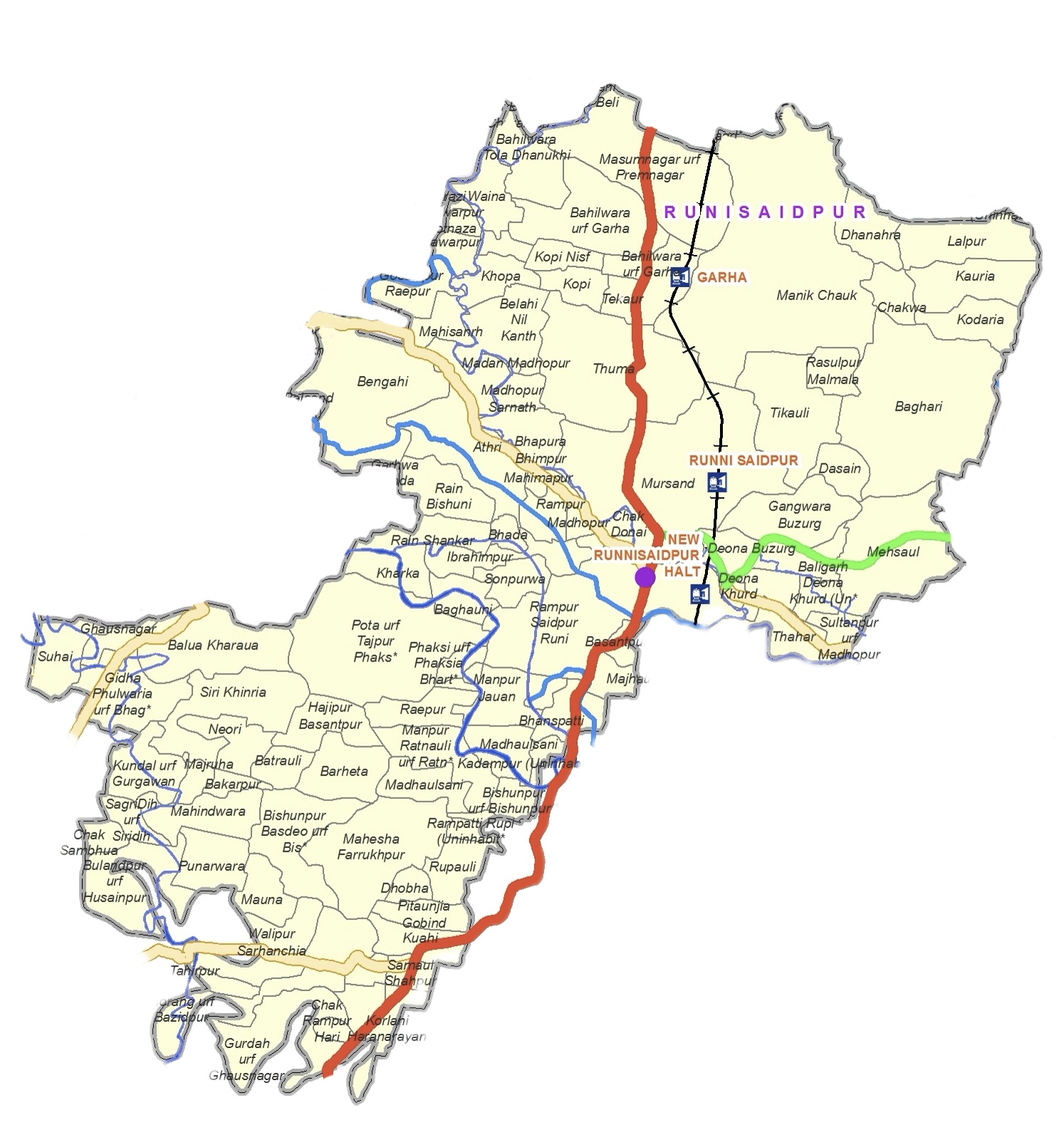रुन्नीसैदपुर विधानसभा क्षेत्र 29 मानचित्र